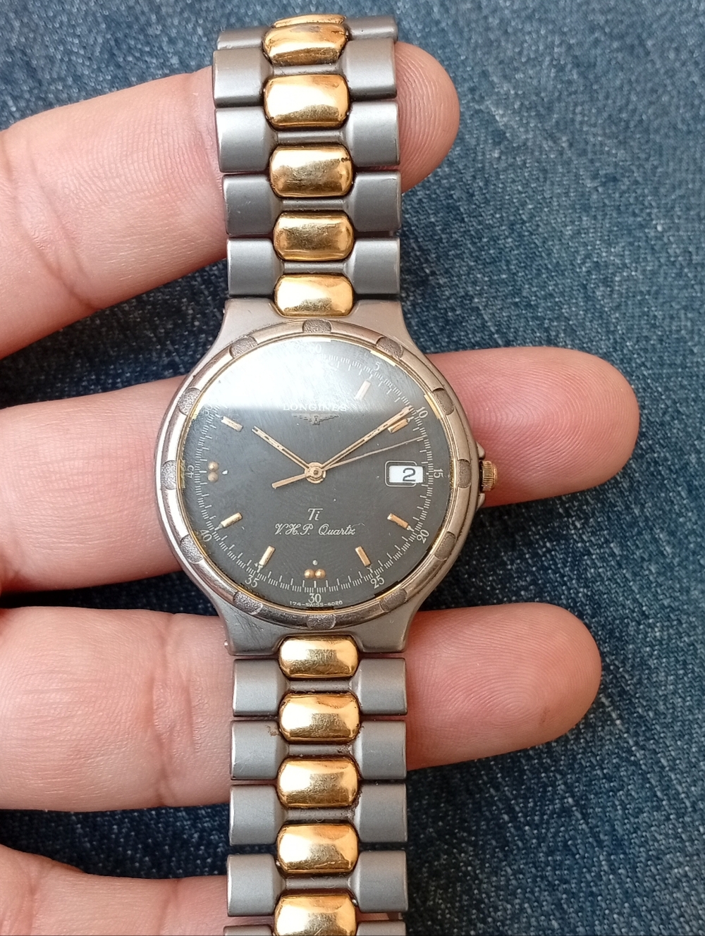 Longines Conquest QuartzTwo-Tone Titanium Quartz Men's Watch - Gold & Gray